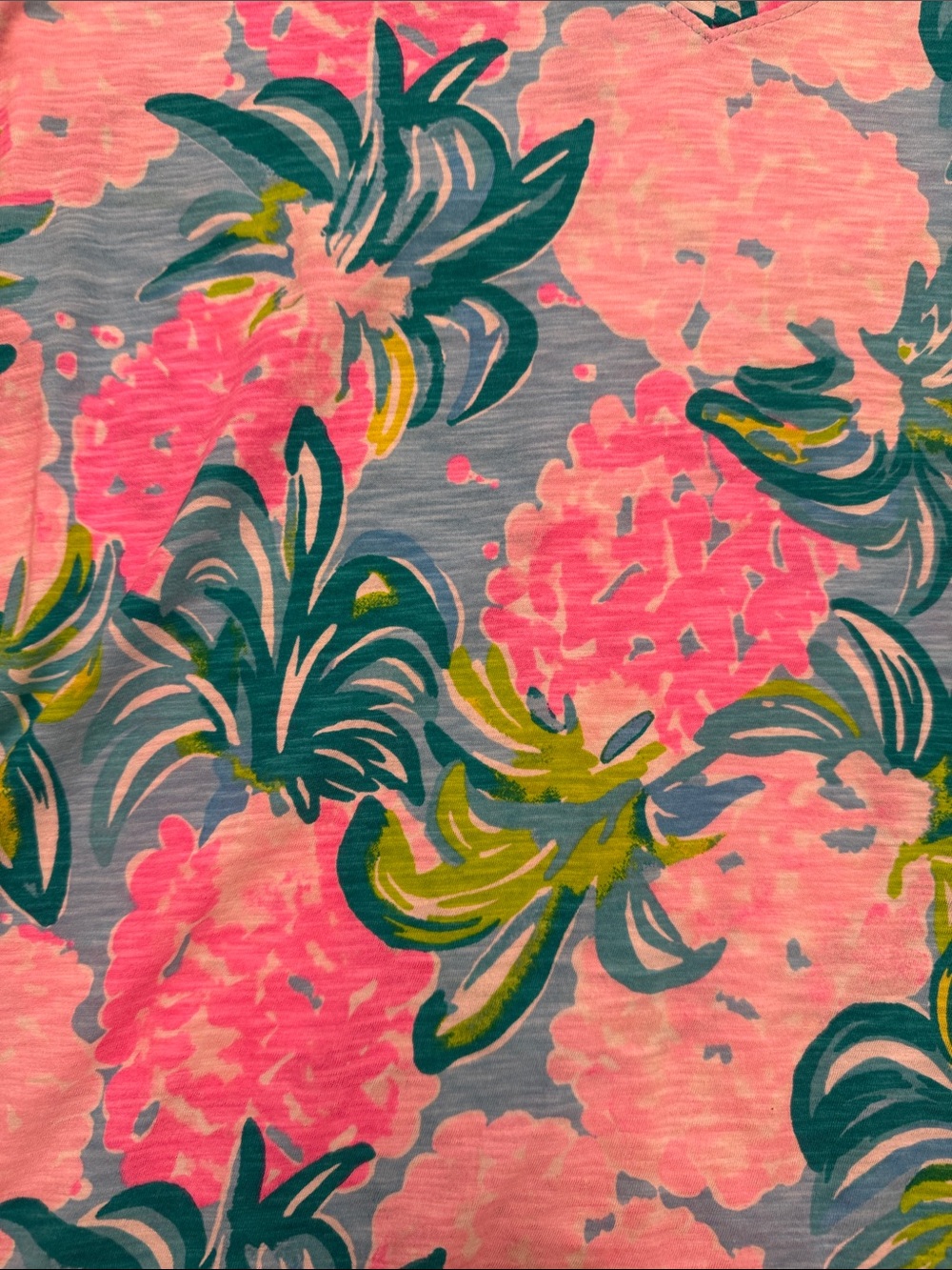 Lilly Pulitzer Short-Sleeve V-Neck Floral Women’s Tee — Pink, Turquoise size XS - Picture 9 of 11